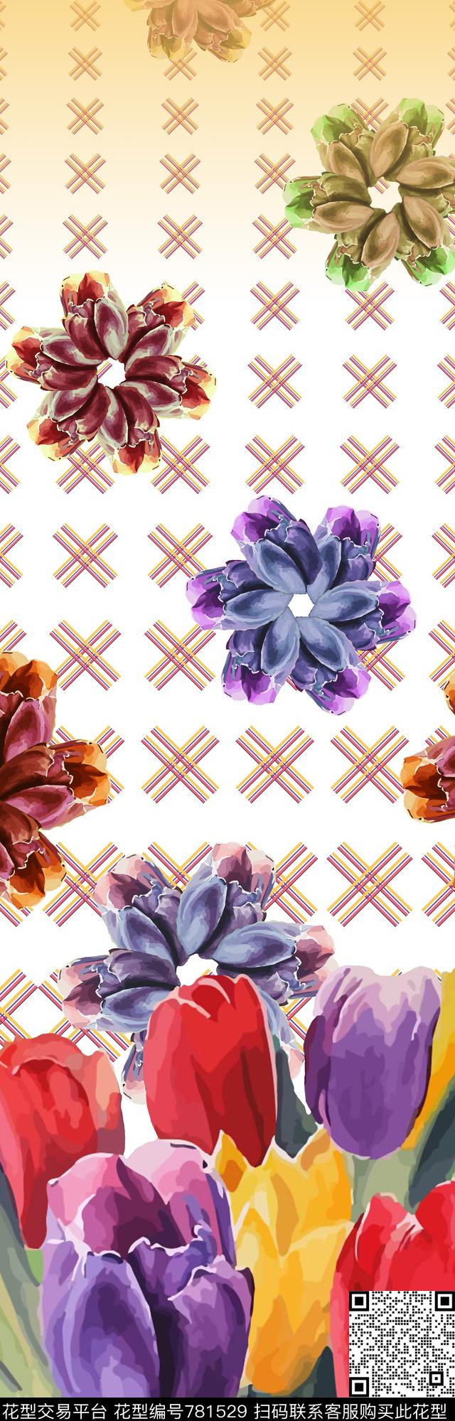 2016055.jpg - 781529 - 几何 花卉 定位 - 数码印花花型 － 女装花型设计 － 瓦栏