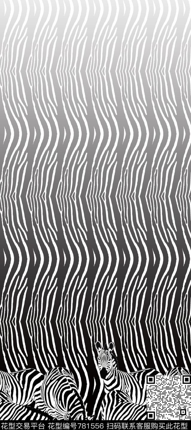 2016062.jpg - 781556 - 黑白 定位 动物纹 - 传统印花花型 － 女装花型设计 － 瓦栏