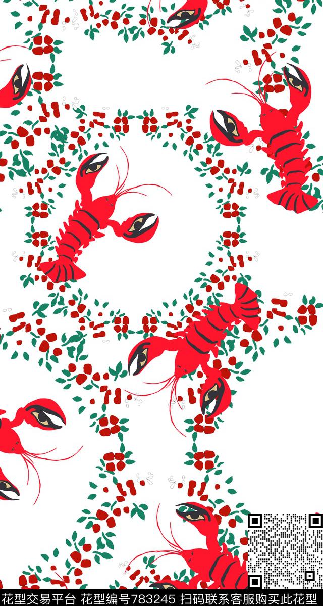 2016052.jpg - 783245 - 眼睛 满版 龙虾 - 传统印花花型 － 女装花型设计 － 瓦栏