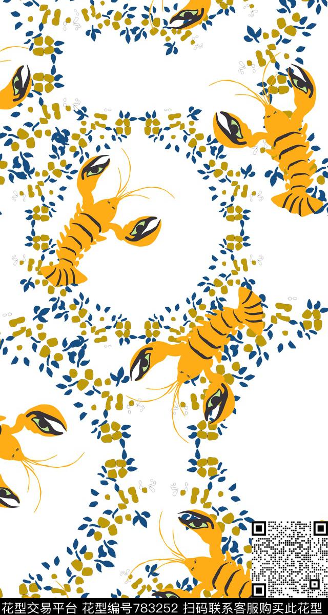 2016052B.jpg - 783252 - 眼睛 满版 龙虾 - 传统印花花型 － 女装花型设计 － 瓦栏