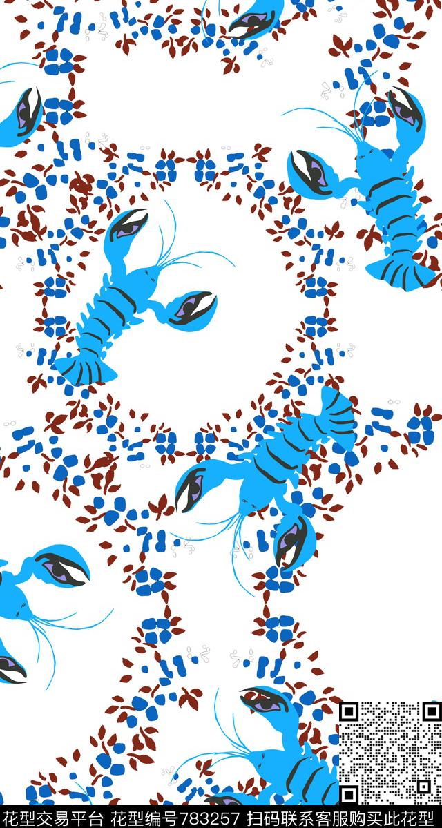 2016052D.jpg - 783257 - 眼睛 满版 龙虾 - 传统印花花型 － 女装花型设计 － 瓦栏