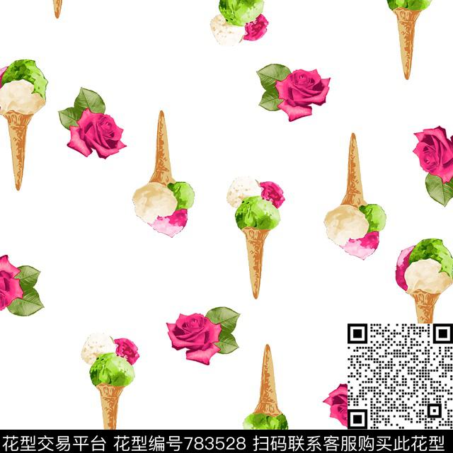 17001-w2.bmp - 783528 - 抽象花卉 花卉 - 传统印花花型 － 女装花型设计 － 瓦栏