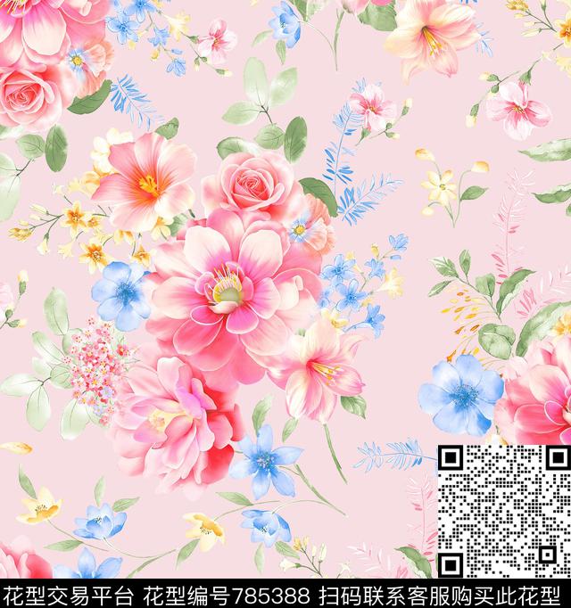 123.jpg - 785388 - 绣球花 几何花 动物 - 传统印花花型 － 女装花型设计 － 瓦栏