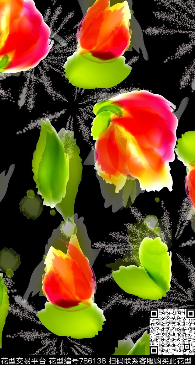 特色花卉.jpg - 786138 - 大花 花朵 花卉 - 数码印花花型 － 女装花型设计 － 瓦栏