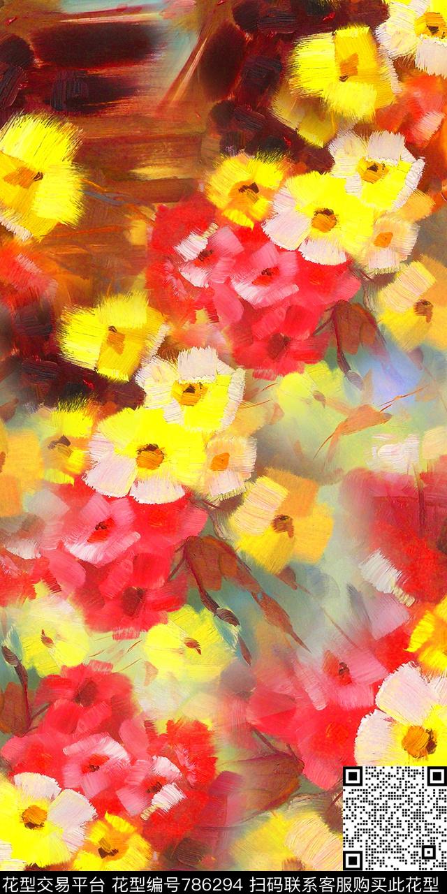 x-118.jpg - 786294 - 数码印花 抽象花卉 油画 - 数码印花花型 － 女装花型设计 － 瓦栏
