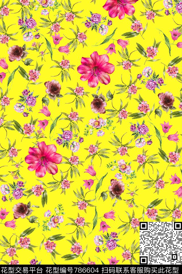 未标题-1.jpg - 786604 - 小碎花 花卉 花朵 - 数码印花花型 － 女装花型设计 － 瓦栏