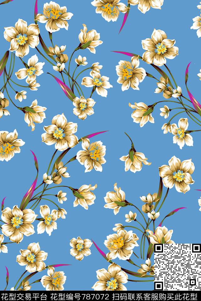 瓦栏-239.jpg - 787072 - 大花 花朵 花卉 - 传统印花花型 － 女装花型设计 － 瓦栏