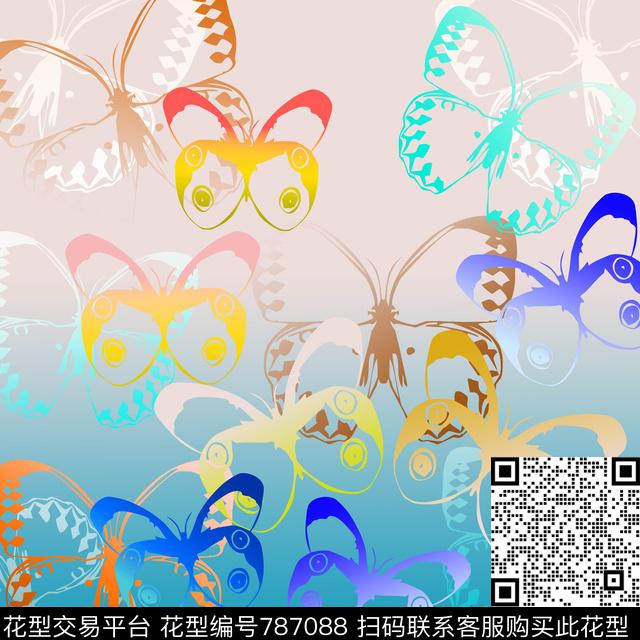 170216-sjt-2-1.jpg - 787088 - 蝴蝶 风格化花卉组合 丝巾围巾秀场 - 数码印花花型 － 方巾花型设计 － 瓦栏