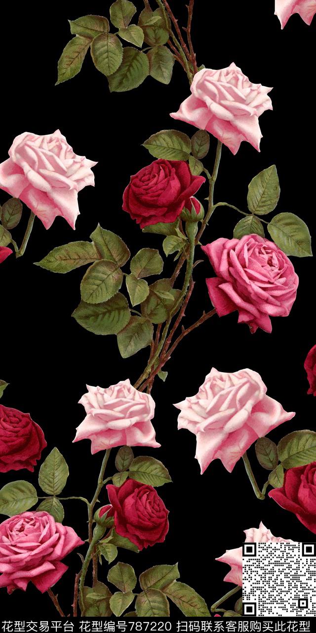 1702-27w.jpg - 787220 - 乱花 雏菊 玫瑰 - 数码印花花型 － 女装花型设计 － 瓦栏