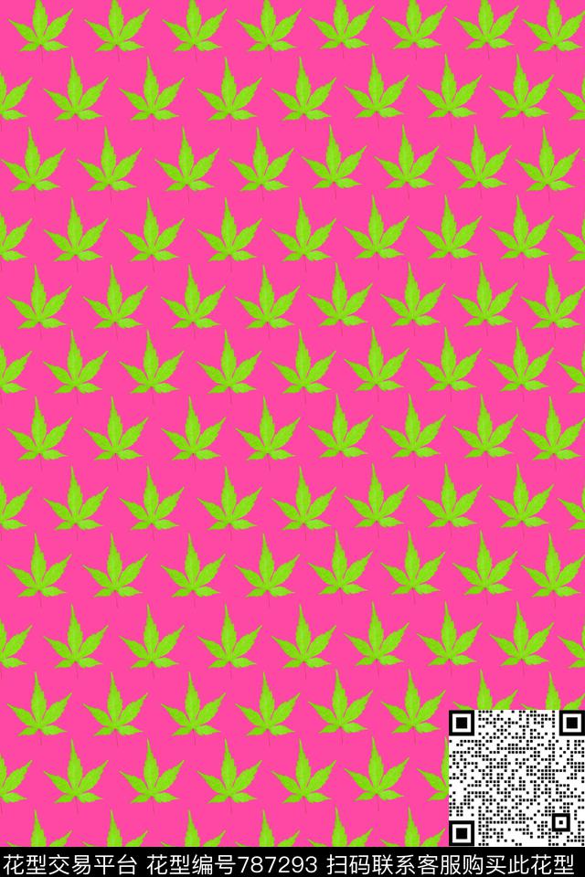枫叶子1.jpg - 787293 - 绿植 绿叶 叶子 - 数码印花花型 － 男装花型设计 － 瓦栏
