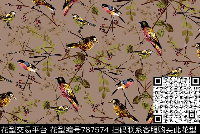 0229-0.jpg - 787574 - 动物 花卉 鸟 - 传统印花花型 － 女装花型设计 － 瓦栏