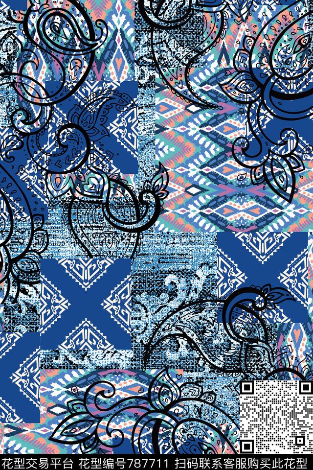 17-2181.jpg - 787711 - 佩里斯 民族风 手绘花纹 - 传统印花花型 － 女装花型设计 － 瓦栏