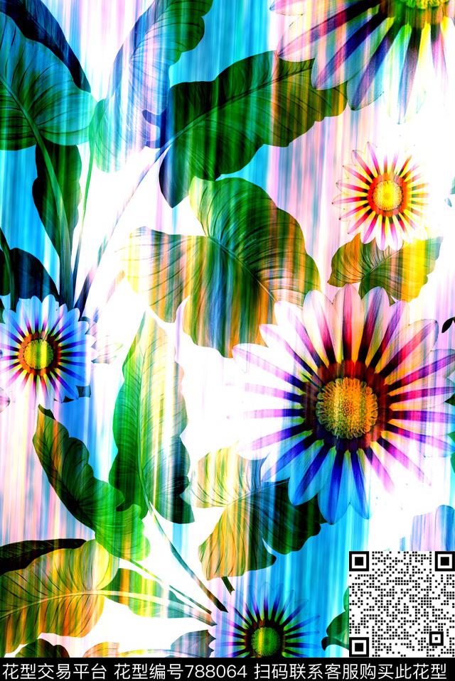 2017001C.jpg - 788064 - 花卉 满版 热带叶子 - 数码印花花型 － 女装花型设计 － 瓦栏