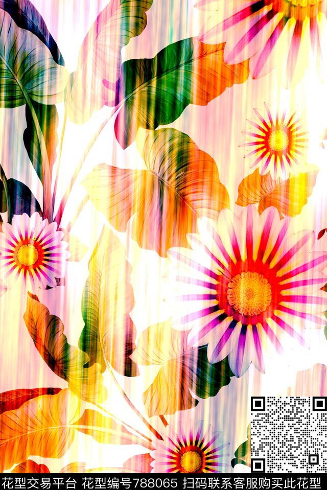 2017001D.jpg - 788065 - 花卉 满版 热带叶子 - 数码印花花型 － 女装花型设计 － 瓦栏