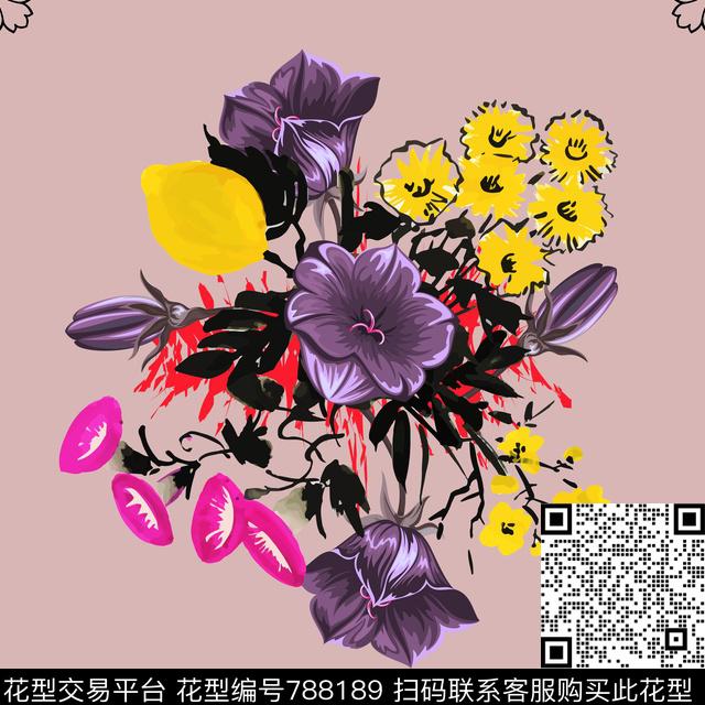 1025C.jpg - 788189 - 方巾 花朵 花卉 - 数码印花花型 － 方巾花型设计 － 瓦栏