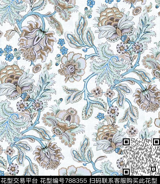 170129-2.jpg - 788355 - 火腿花 佩斯利 花卉 - 传统印花花型 － 女装花型设计 － 瓦栏