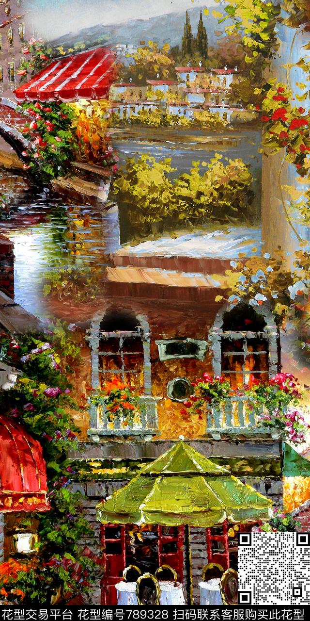 Qq17.02.22-2.jpg - 789328 - 唯美风景 油画建筑 手绘 - 数码印花花型 － 女装花型设计 － 瓦栏