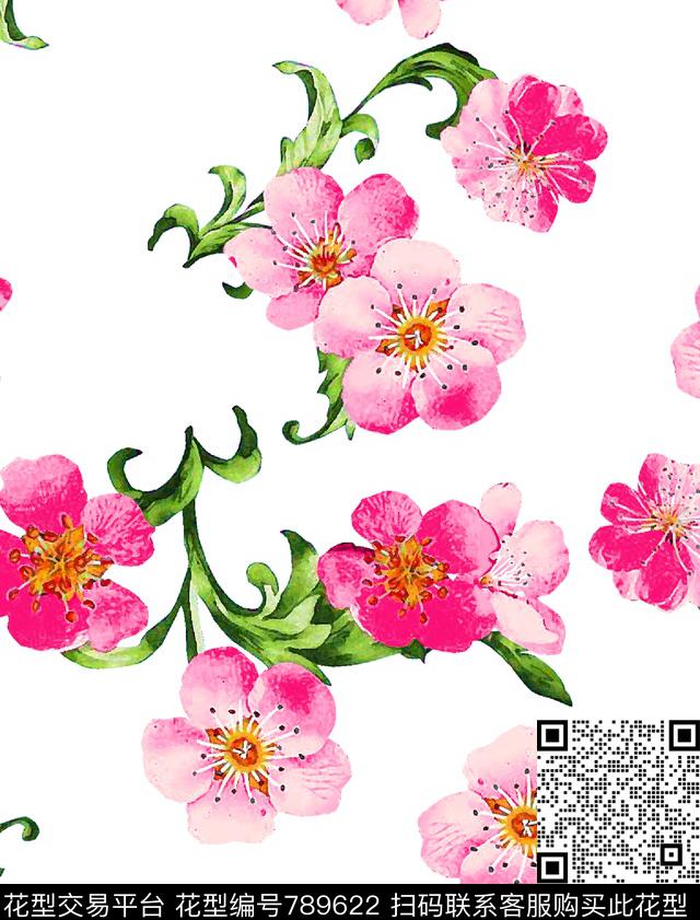 2017-h1.bmp - 789622 - 花瓣 大花 桃花 - 传统印花花型 － 女装花型设计 － 瓦栏