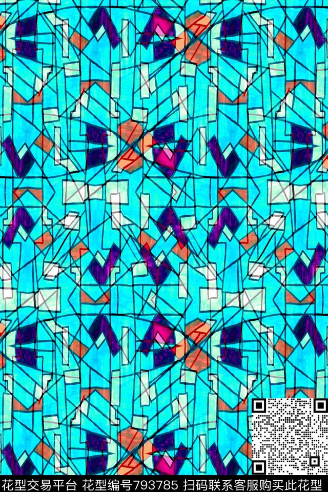 色块条纹.tif - 793785 - 不规则几何 色块 小方块 - 数码印花花型 － 男装花型设计 － 瓦栏