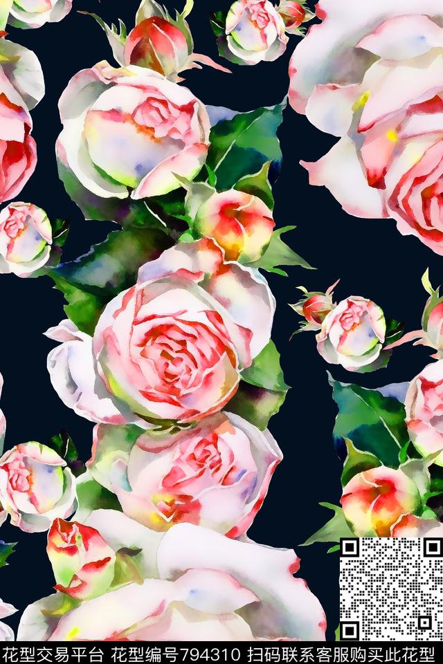 清新花卉组合2.jpg - 794310 - 大花 花卉 手绘 - 数码印花花型 － 女装花型设计 － 瓦栏