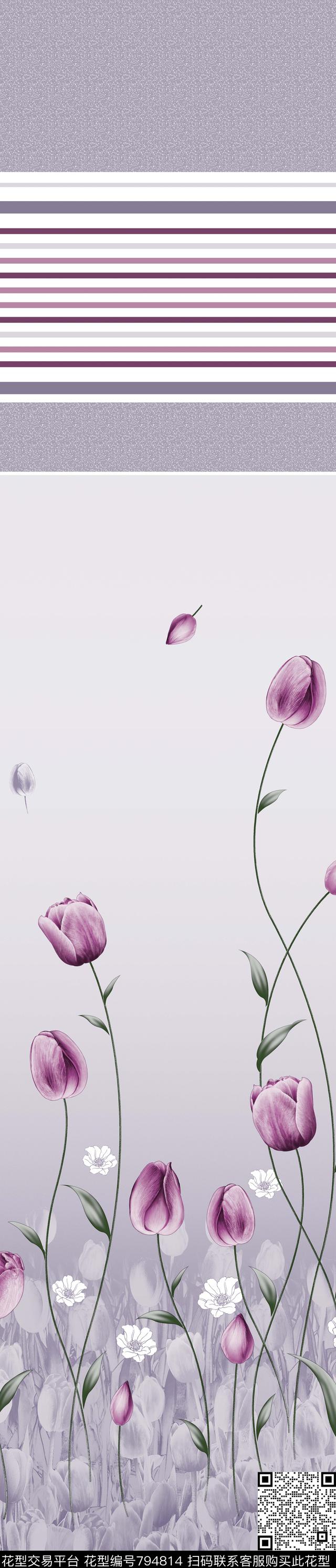 YJH0302p.jpg - 794814 - 郁金香 花朵 窗帘 - 传统印花花型 － 窗帘花型设计 － 瓦栏