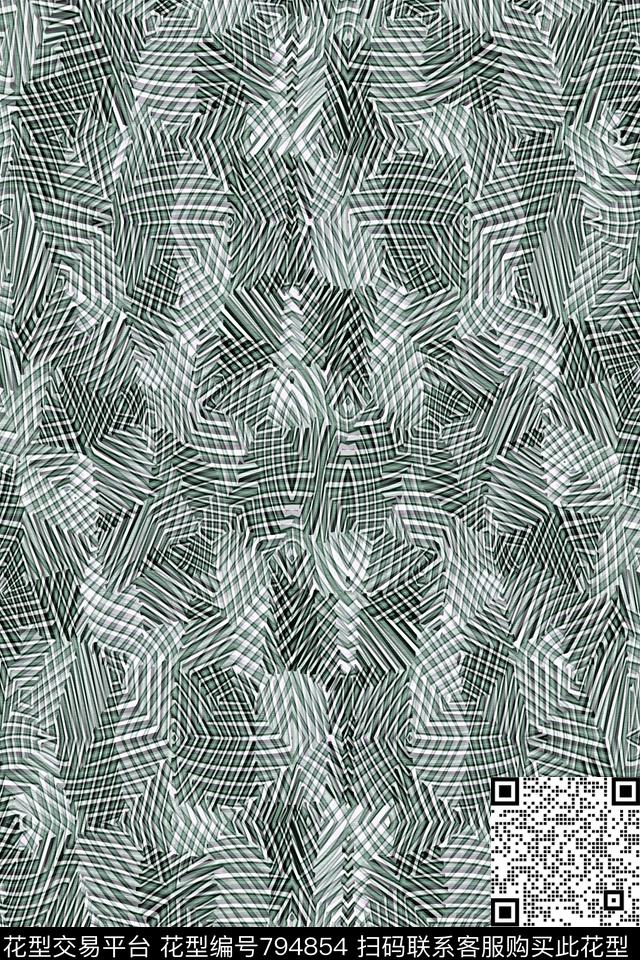 铁板条纹.tif - 794854 - 几何条纹 菱形 三角形 - 传统印花花型 － 男装花型设计 － 瓦栏