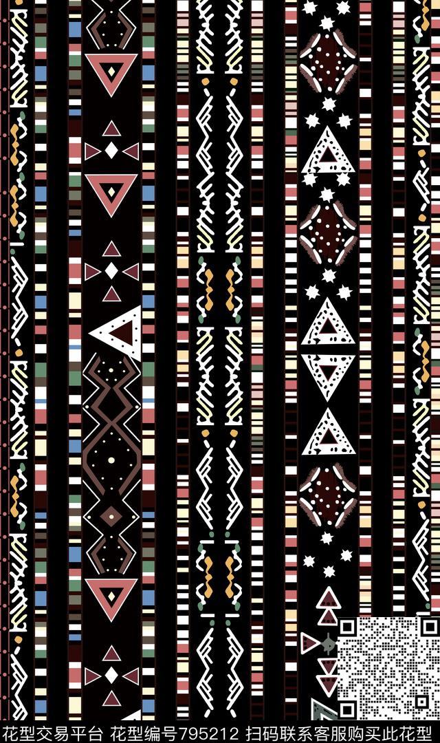 竖条民族.tif - 795212 - 民族风 女装 几何 - 传统印花花型 － 女装花型设计 － 瓦栏