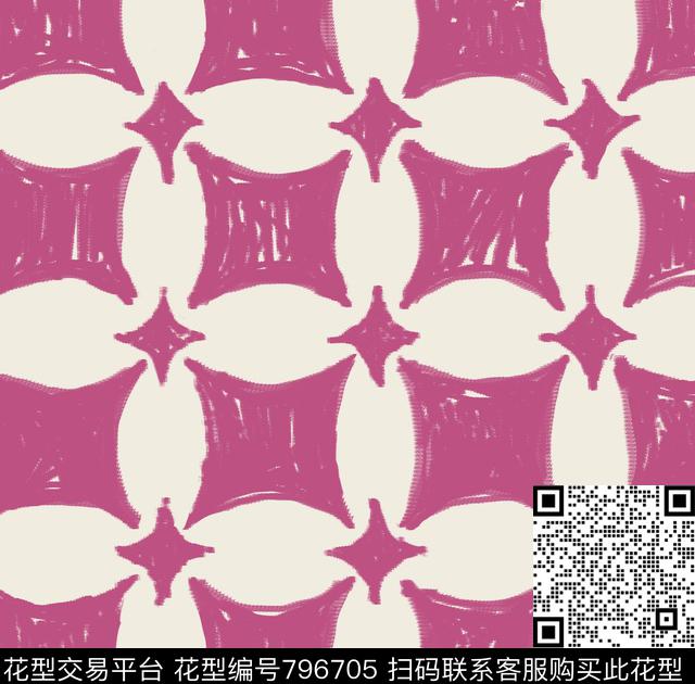 瓦栏40.jpg - 796705 - 手绘 几何 粉色 - 传统印花花型 － 沙发布花型设计 － 瓦栏