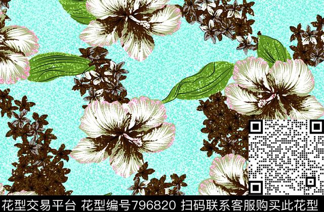 07434.tif - 796820 - 少女衣裙系列 花卉 大花系类 - 传统印花花型 － 泳装花型设计 － 瓦栏