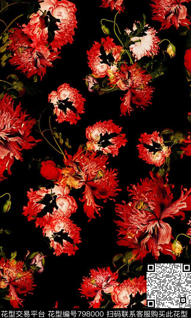 ww-1.jpg - 798000 - 花卉 花朵 大花 - 数码印花花型 － 女装花型设计 － 瓦栏