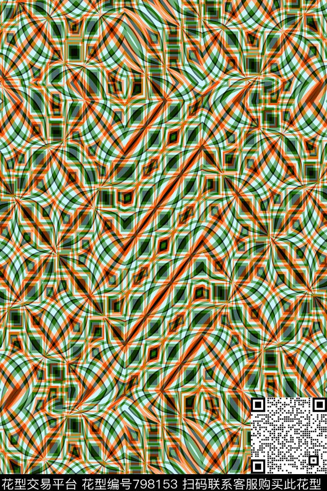 几何条纹.tif - 798153 - 细条纹 波浪条纹 条纹 - 传统印花花型 － 男装花型设计 － 瓦栏