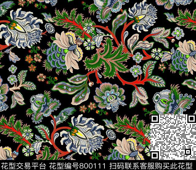 170215-3.jpg - 800111 - 火腿花 佩斯利 腰果 - 传统印花花型 － 女装花型设计 － 瓦栏