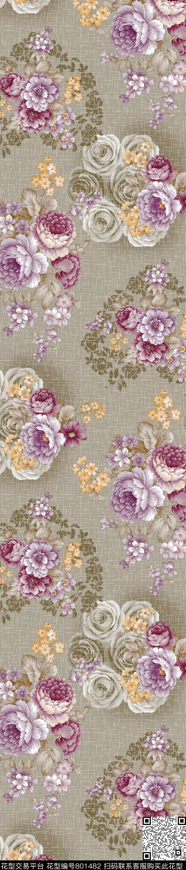 YJH151008d.jpg - 801482 - 花卉 花朵 窗帘 - 传统印花花型 － 窗帘花型设计 － 瓦栏
