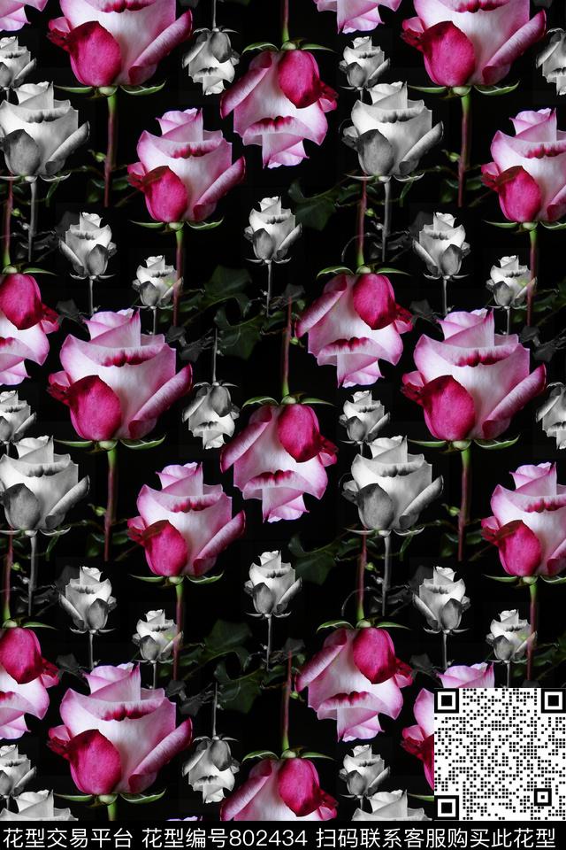 170312-rose-2-1.jpg - 802434 - 玫瑰花语 组合花卉图案 玫瑰花组合 - 数码印花花型 － 女装花型设计 － 瓦栏