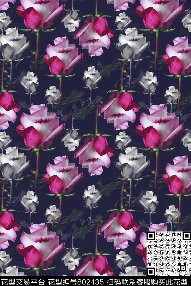 170312-rose-2-2.jpg - 802435 - 玫瑰花语 组合花卉图案 玫瑰花组合 - 数码印花花型 － 女装花型设计 － 瓦栏