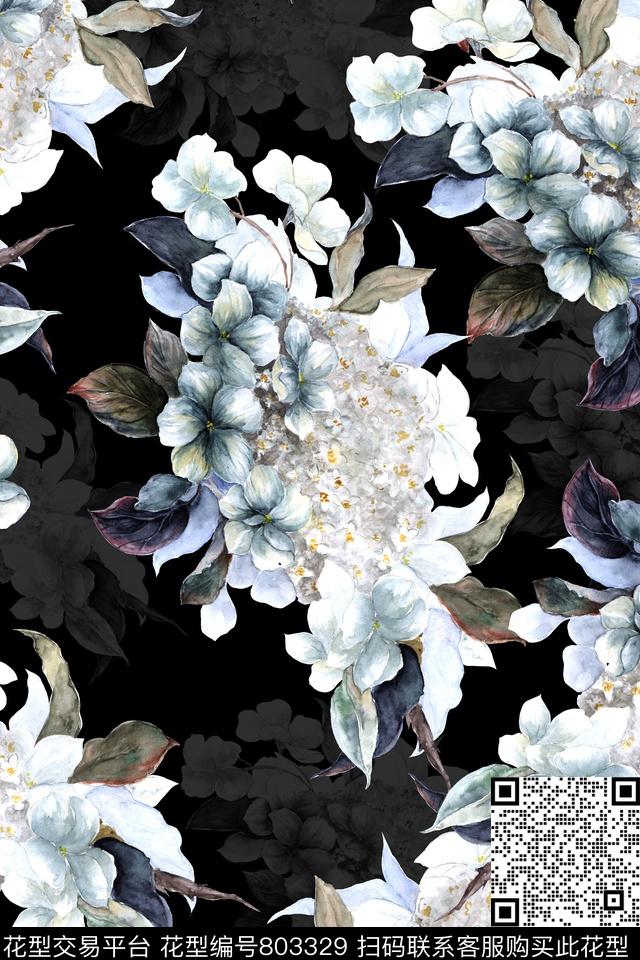 23.jpg - 803329 - A艺术手绘 B花卉植物 K浪漫田园 - 数码印花花型 － 女装花型设计 － 瓦栏