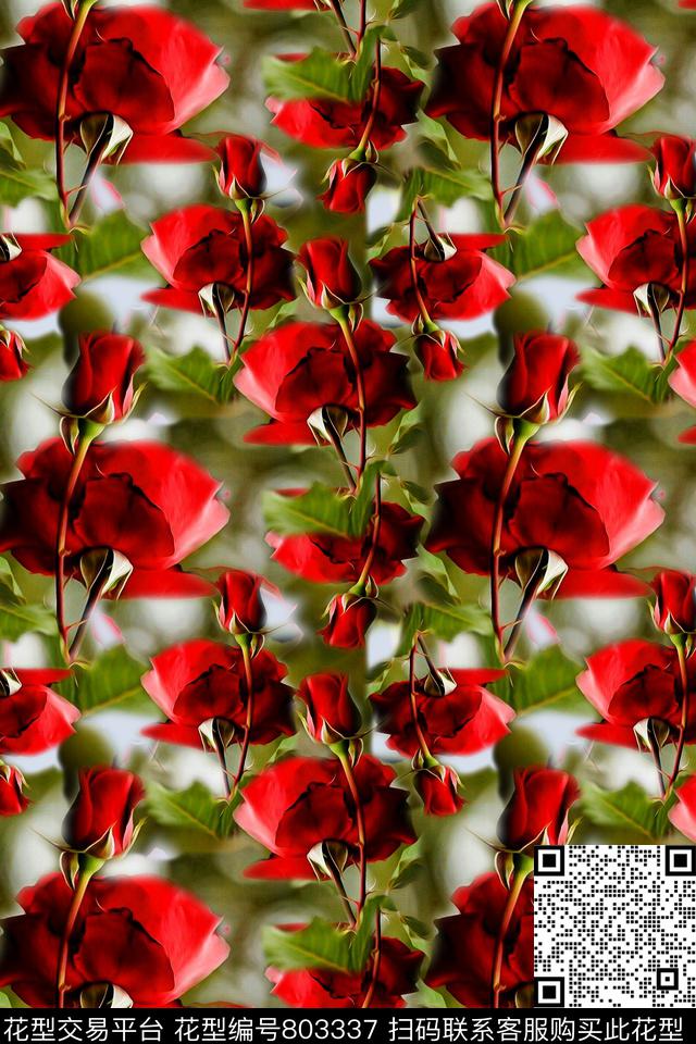 170312-rose-7-1.jpg - 803337 - 红玫瑰 玫瑰花语 组合花卉图案 - 数码印花花型 － 女装花型设计 － 瓦栏