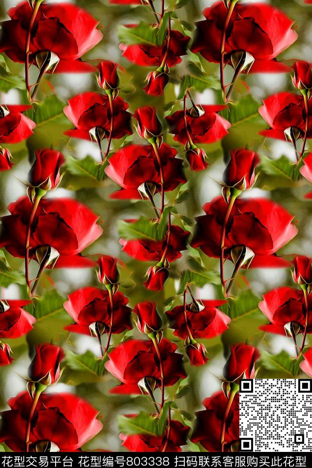 170312-rose-7-2.jpg - 803338 - 红玫瑰 玫瑰花语 组合花卉图案 - 数码印花花型 － 女装花型设计 － 瓦栏