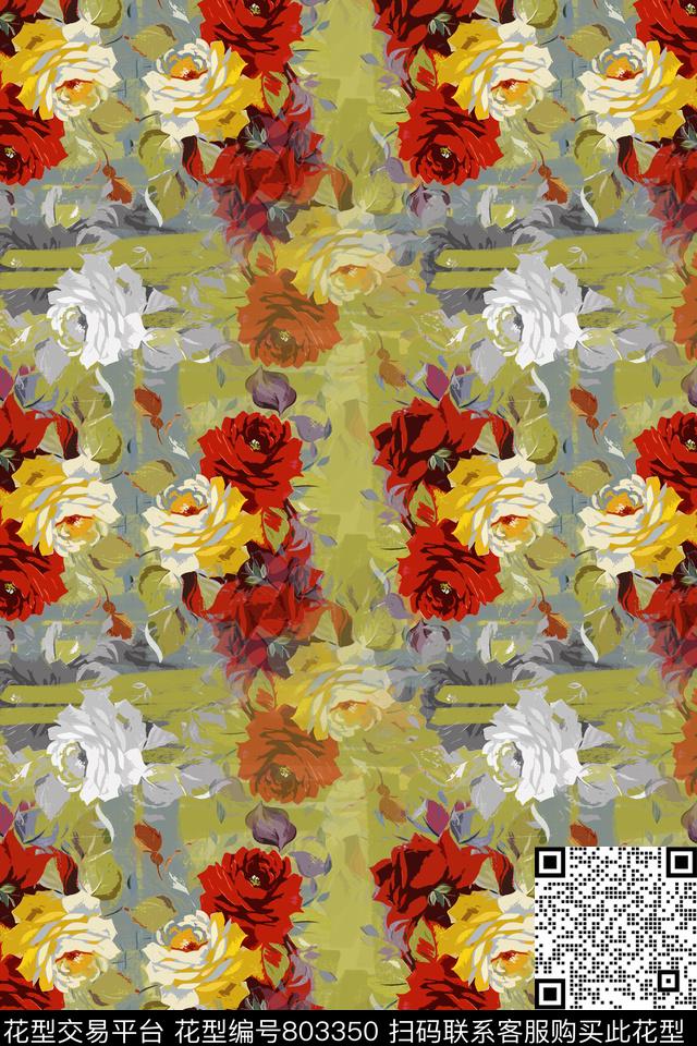 170312-rose-8-1.jpg - 803350 - 玫瑰花语 组合花卉图案 玫瑰花组合 - 数码印花花型 － 女装花型设计 － 瓦栏