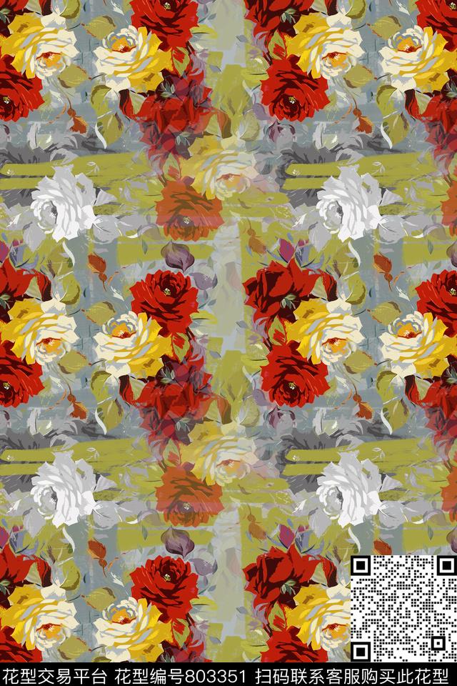 170312-rose-8-2.jpg - 803351 - 玫瑰花语 组合花卉图案 玫瑰花组合 - 数码印花花型 － 女装花型设计 － 瓦栏