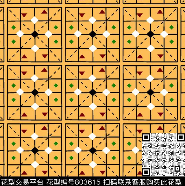 00000029.tif - 803615 - 菱形 方格 三角形 - 传统印花花型 － 女装花型设计 － 瓦栏