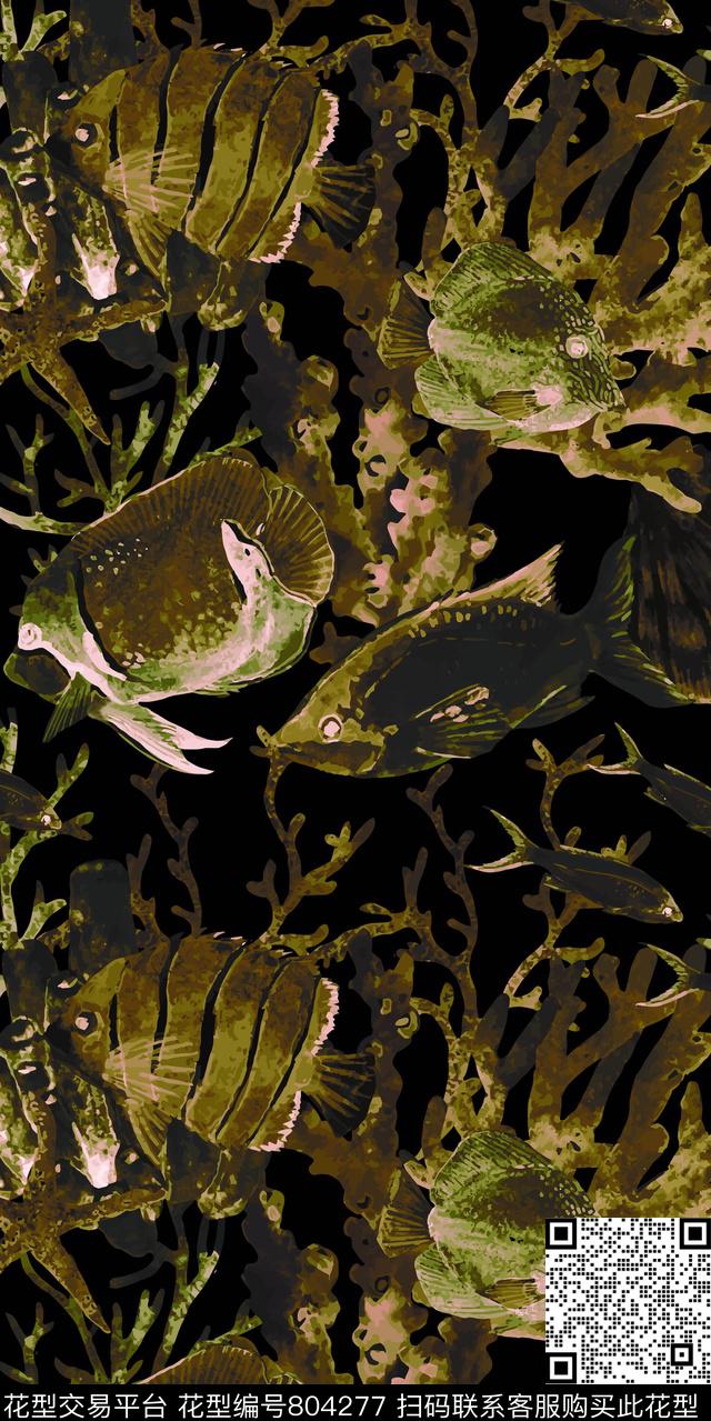 170314-1.jpg - 804277 - 热带鱼 海底世界 珊瑚 - 数码印花花型 － 男装花型设计 － 瓦栏