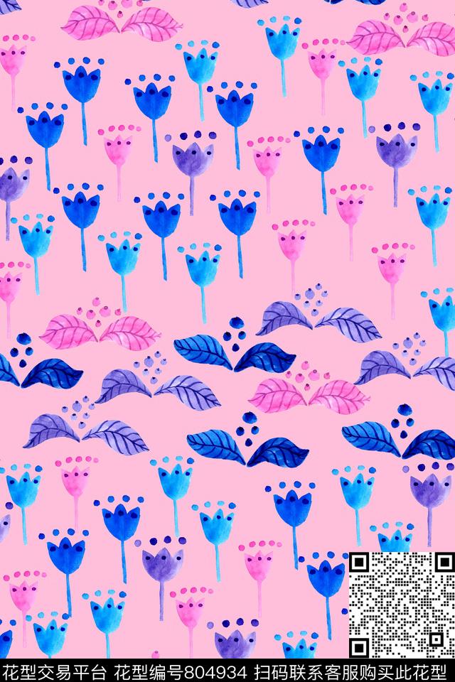 童装水彩1.jpg - 804934 - 水彩 手绘 抽象花卉 - 传统印花花型 － 童装花型设计 － 瓦栏