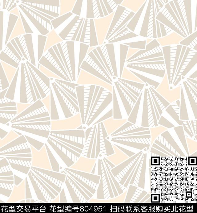 几何扇.tif - 804951 - 小方块 不规则几何 三角形 - 传统印花花型 － 礼品花型设计 － 瓦栏