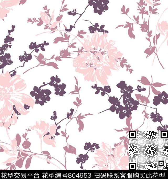 小碎花.tif - 804953 - 花卉几何 小碎花 色块花卉 - 传统印花花型 － 女装花型设计 － 瓦栏