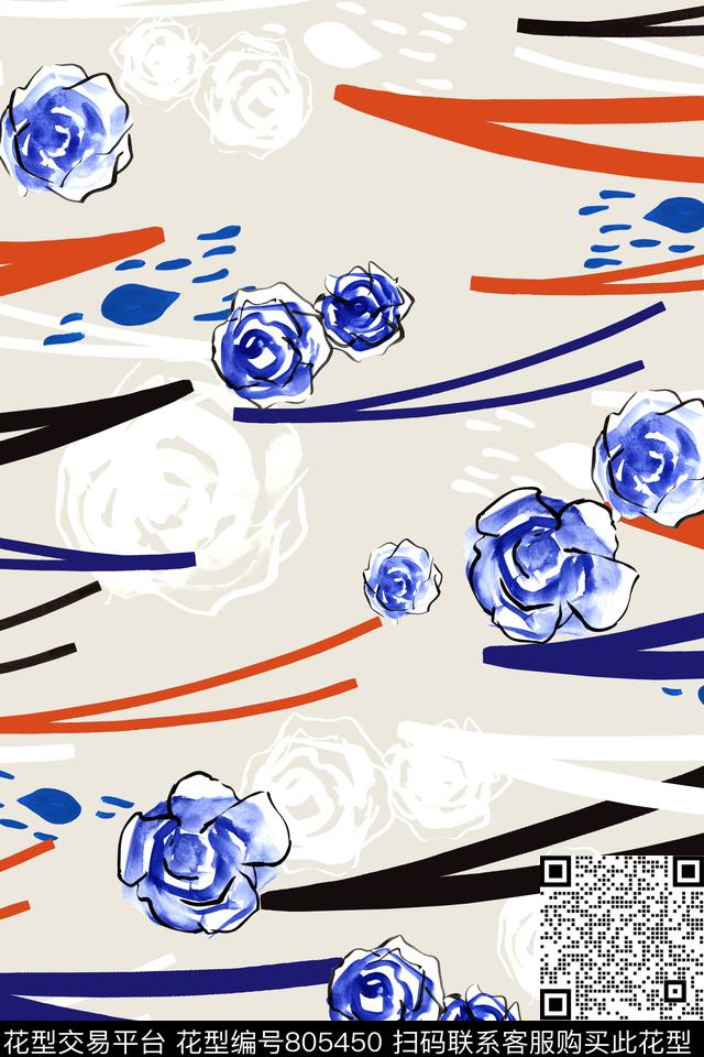 26.jpg - 805450 - F几何条纹 B花卉植物 A艺术手绘 - 传统印花花型 － 女装花型设计 － 瓦栏