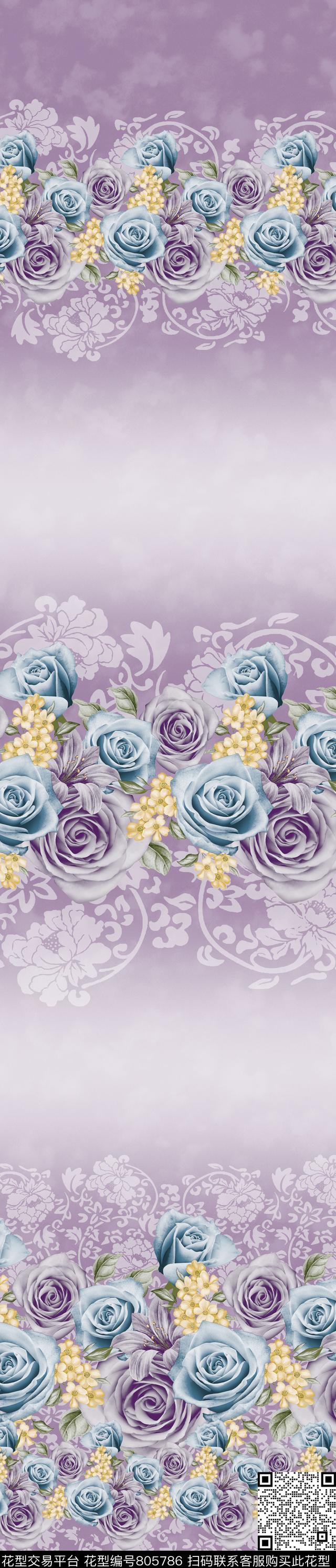 YJH170316c.jpg - 805786 - 玫瑰 花朵 花卉 - 传统印花花型 － 窗帘花型设计 － 瓦栏