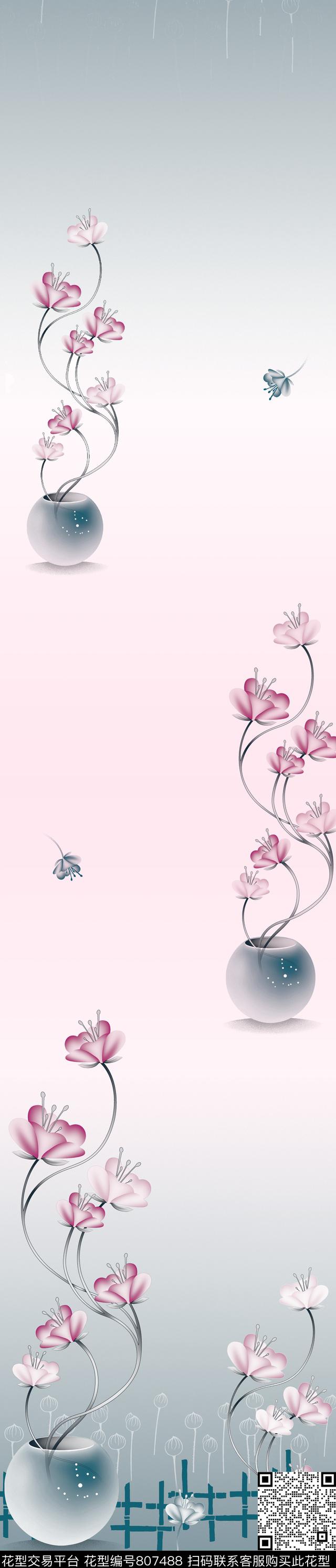 CH160404e.jpg - 807488 - 花朵 彩条 花卉 - 传统印花花型 － 窗帘花型设计 － 瓦栏