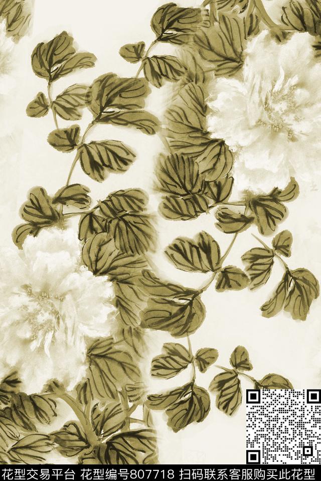 中国风花5.jpg - 807718 - 花朵 花卉 大花 - 数码印花花型 － 女装花型设计 － 瓦栏