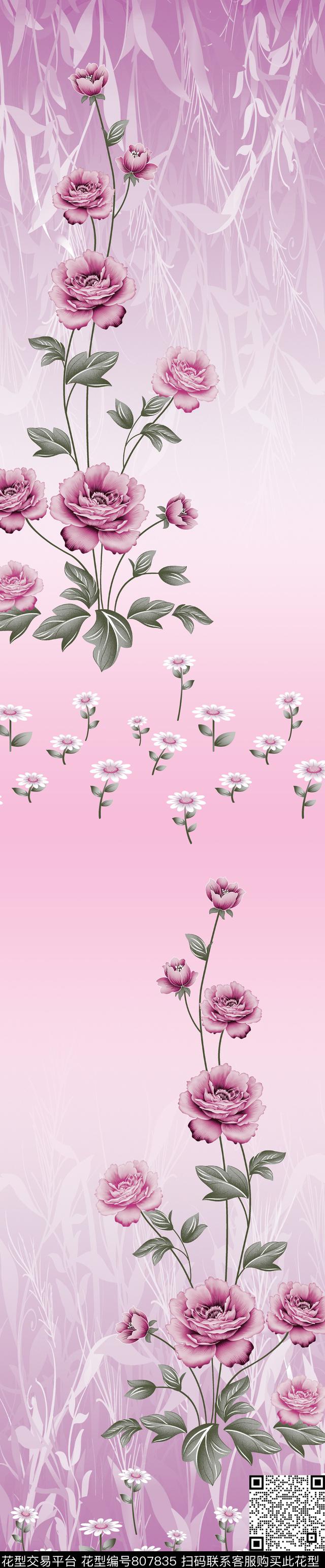 YJH170319a.jpg - 807835 - 花朵 花卉 彩条 - 传统印花花型 － 窗帘花型设计 － 瓦栏